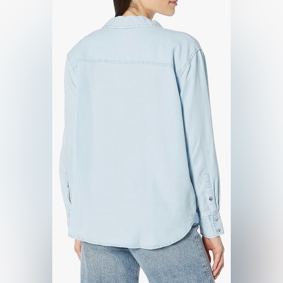 Calvin Klein Women's Split Hem Button Down Shirt with Roll Tab Sleeves - Picture 2 of 9